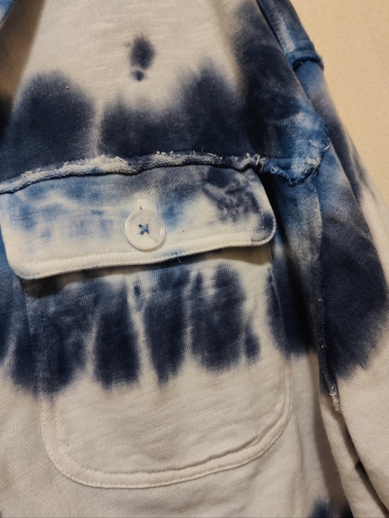 APNY Raw Edge Indigo Tie-dye French Terry Jacket, Size L - Picture 5 of 14